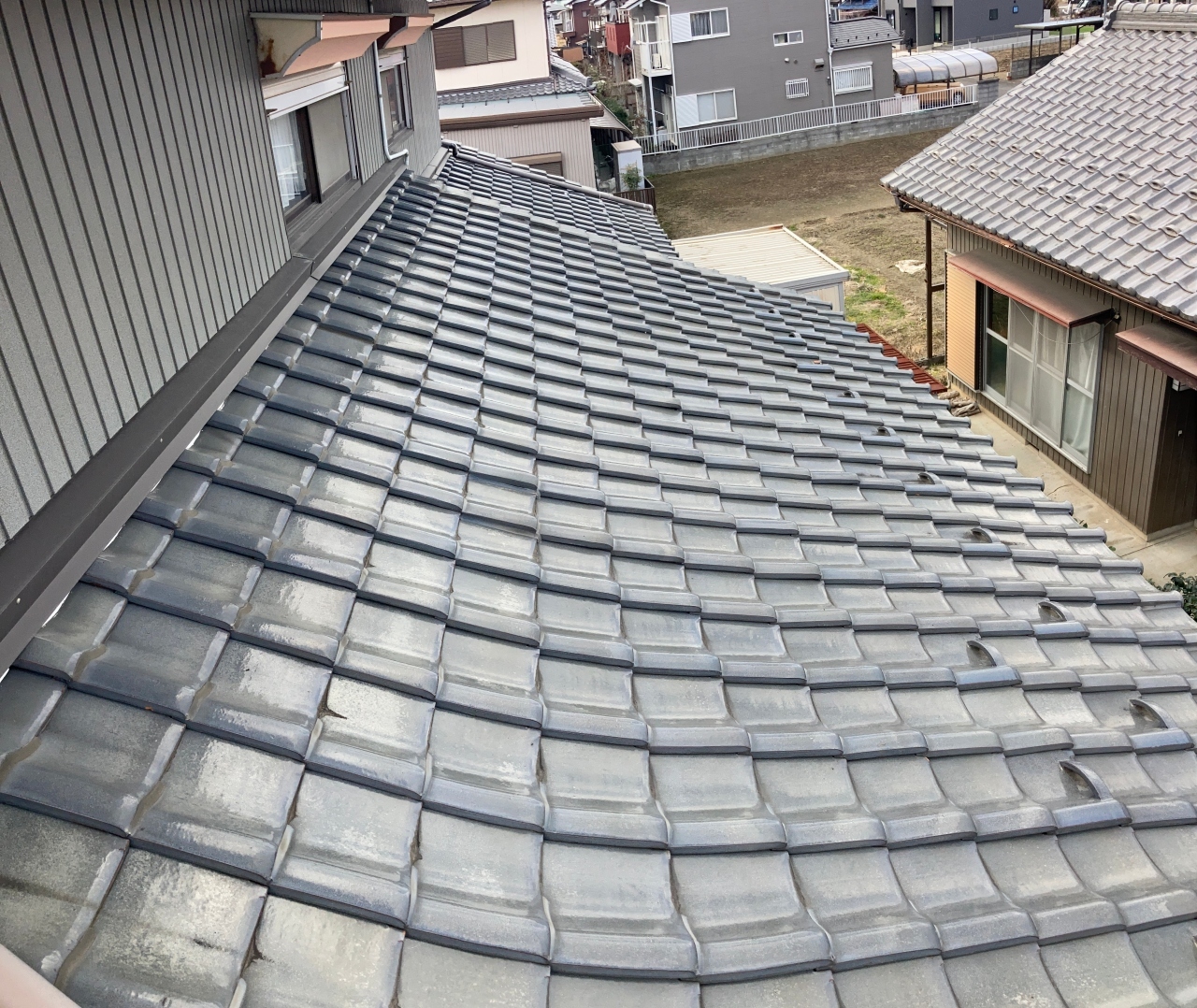 下屋根の点検